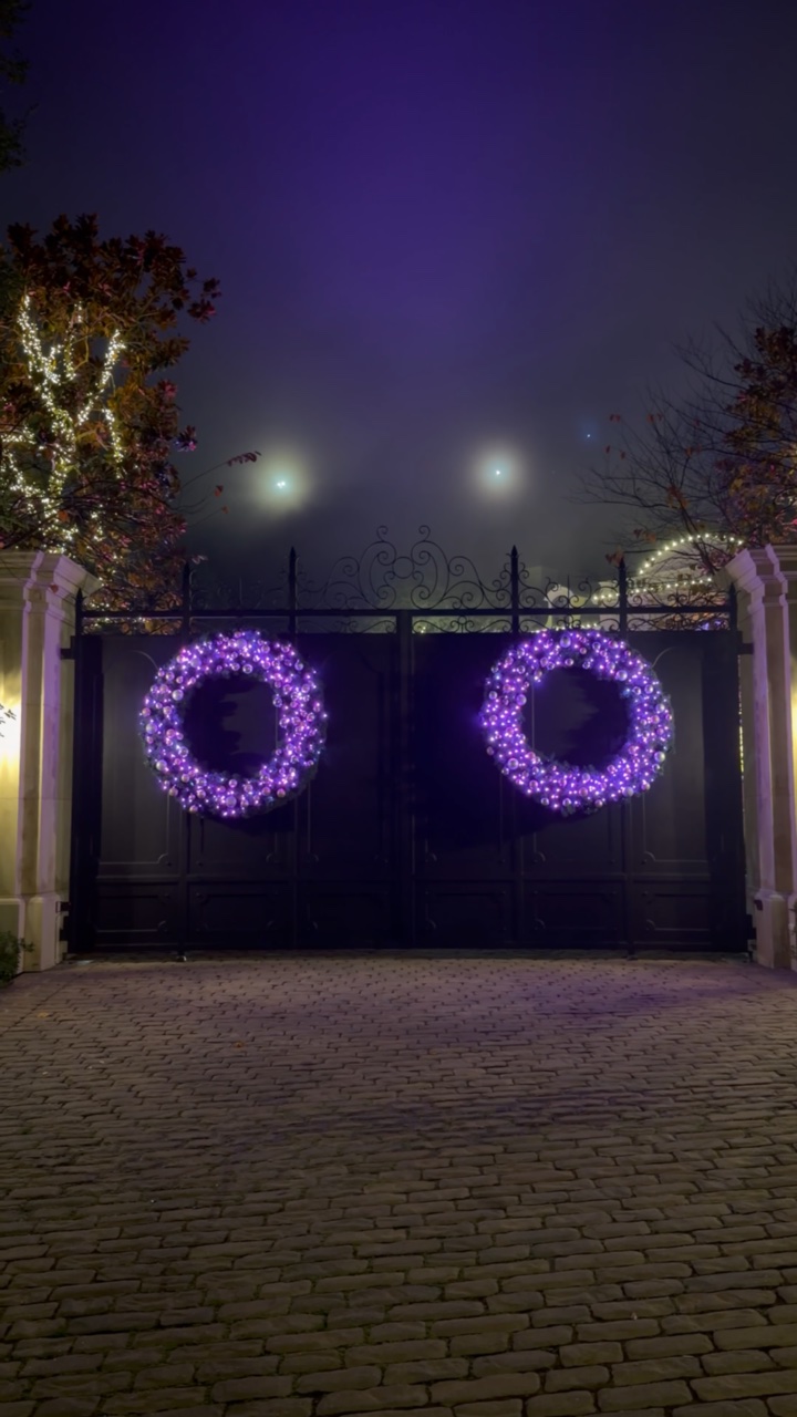 A Light Bright Holiday Lighting installation at night